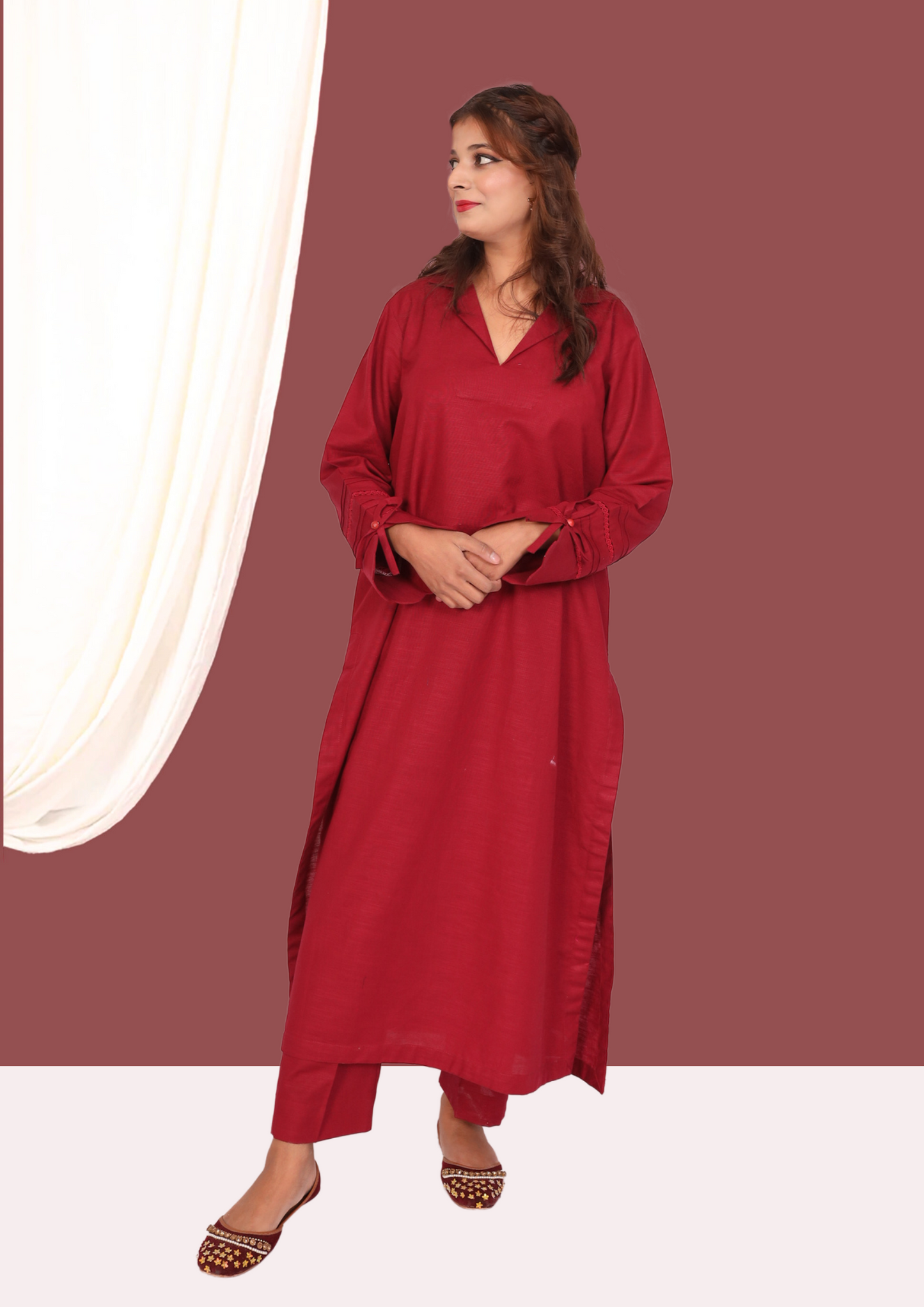 Maroon Khadar (2- Piece Ready to Wear)