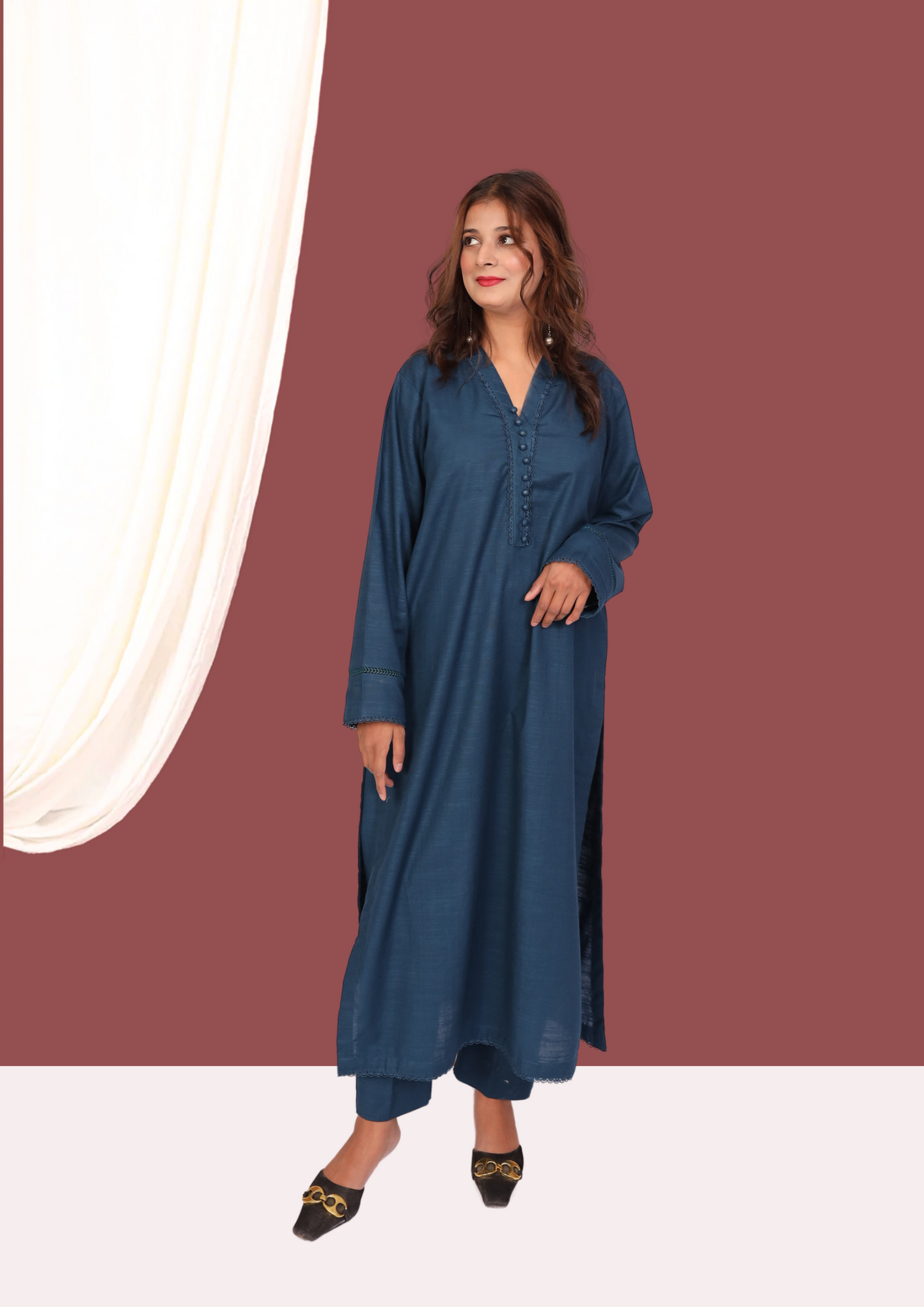Blue Khadar (2- Piece Ready to Wear)