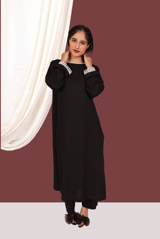 Black Elegant Karandi (2- Piece Ready to Wear)