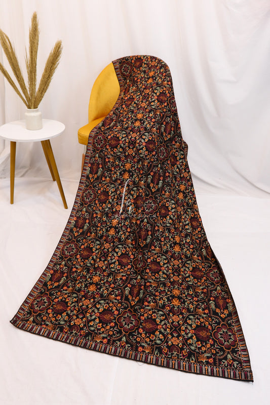 Full Embroidered Karandi Shawl Black