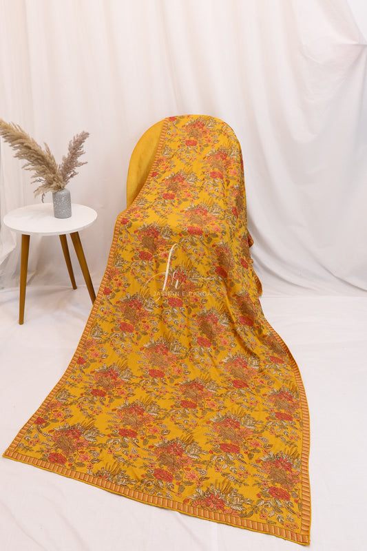 Mustard Full Floral Embroidered Karandi Shawl