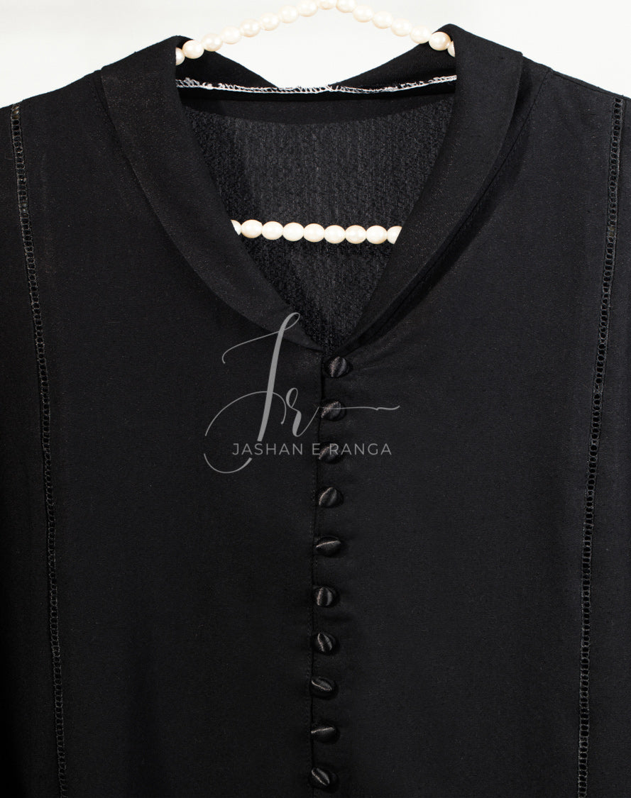 Black Collar Button ( 2 Pc Ready to Wear)