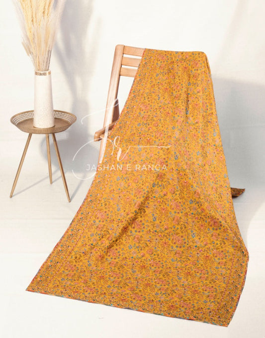 Full Embroidered Karandi Shawl Mustard