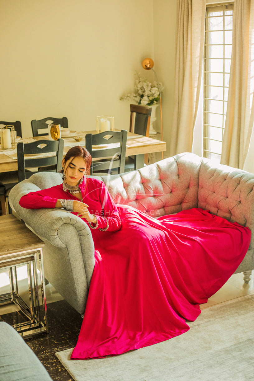 Exotic Pink Lawn Flared Frock