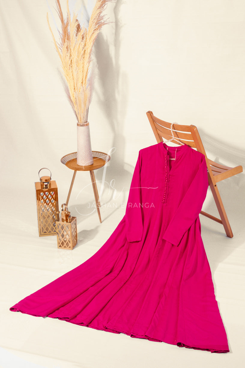 Exotic Pink Karandi Flared Frock